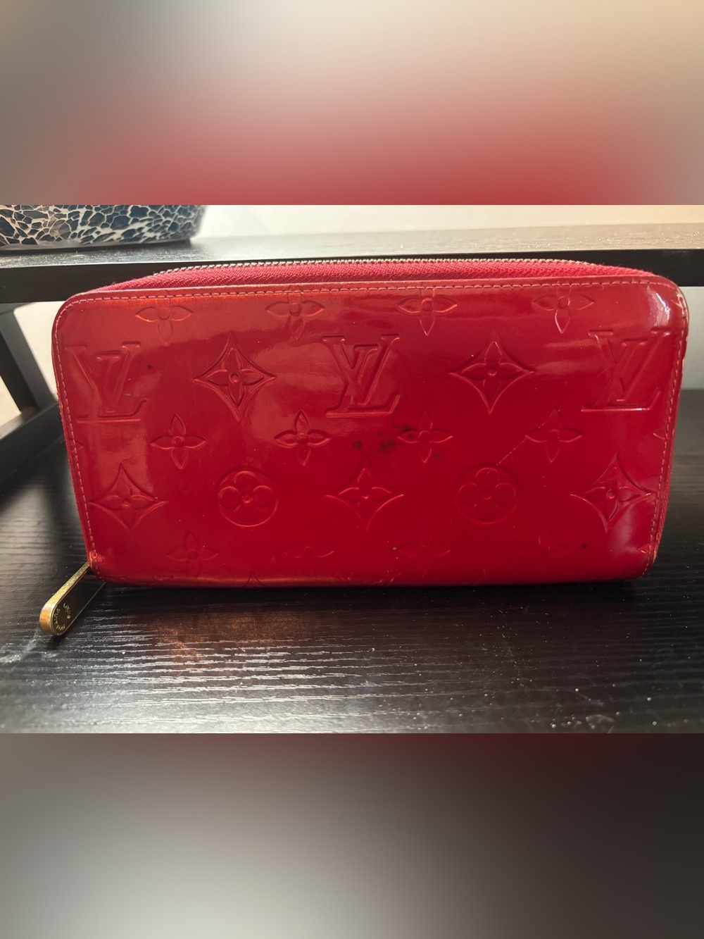 Authentic Louis Vuitton Monogram Vernis Zippy Wallet - Red / Pomme D’Amour